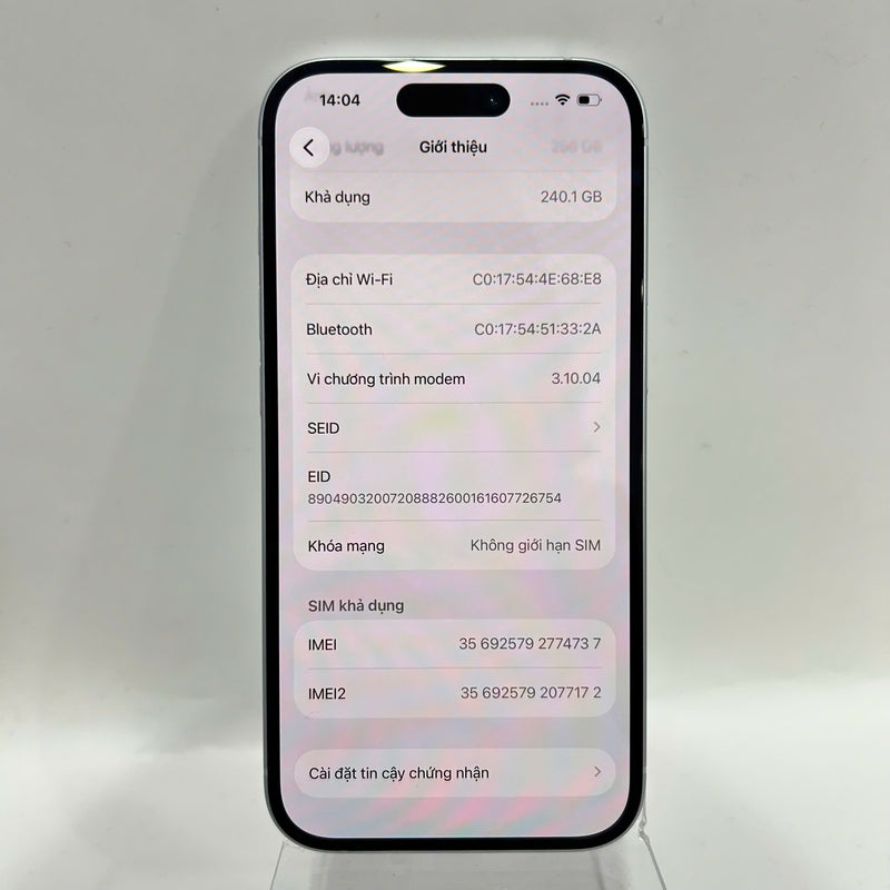 iPhone 15 256GB အပြာရောင် 98% ဘက်ထရီ 90% International Apple - HH4737 