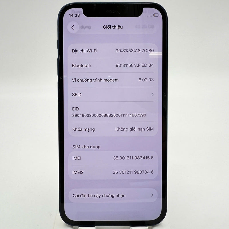 iPhone 12 mini 64GB Xanh Dương 98% pin 100% Quốc tế từ DCM (Không dùng sim DCM - camera chấm màu, viền xước, đã thay pin) - HH4156