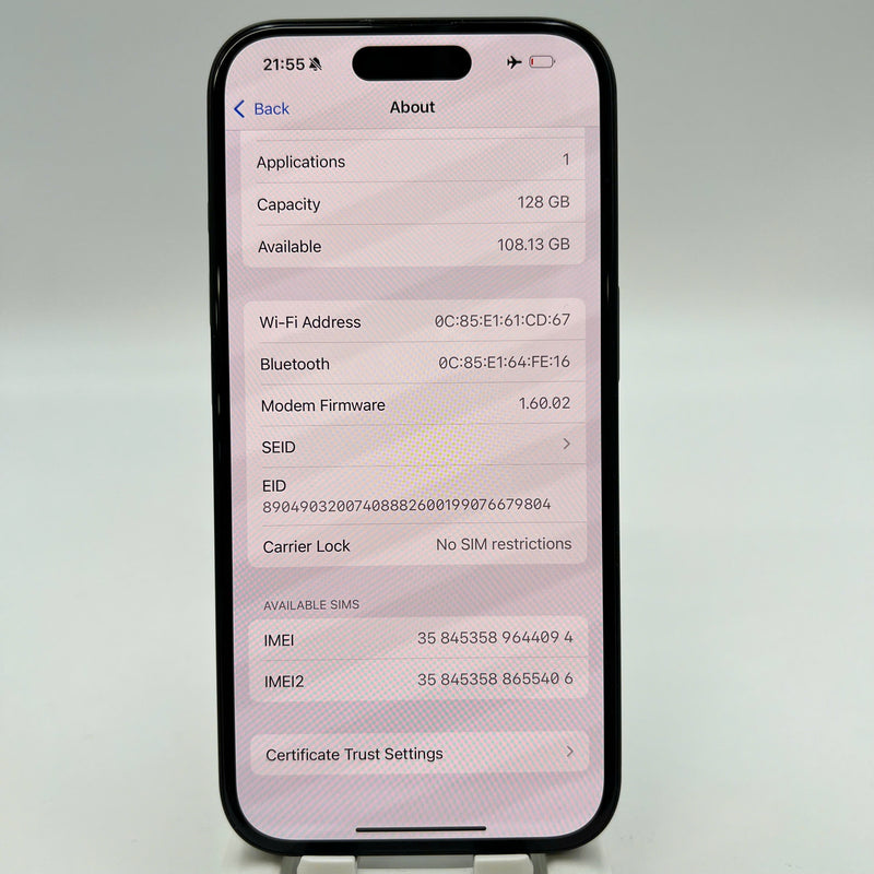 iPhone 16 128GB အနက်ရောင် 98% ဘက်ထရီ SB မှ 100% နိုင်ငံတကာ အာမခံ ( SB ဆင်းမ်ကဒ်မပါ - အမှောင်အနားများ၊ ကင်မရာအစွန်းတွင် ခြစ်ရာများ) - HH6144 