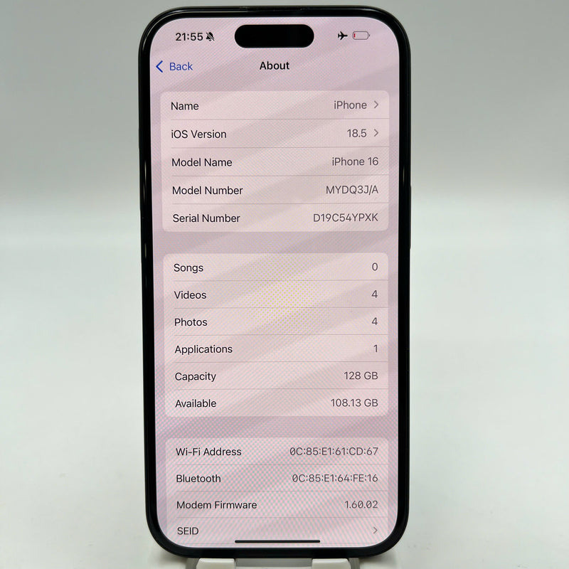 iPhone 16 128GB အနက်ရောင် 98% ဘက်ထရီ SB မှ 100% နိုင်ငံတကာ အာမခံ ( SB ဆင်းမ်ကဒ်မပါ - အမှောင်အနားများ၊ ကင်မရာအစွန်းတွင် ခြစ်ရာများ) - HH6144 