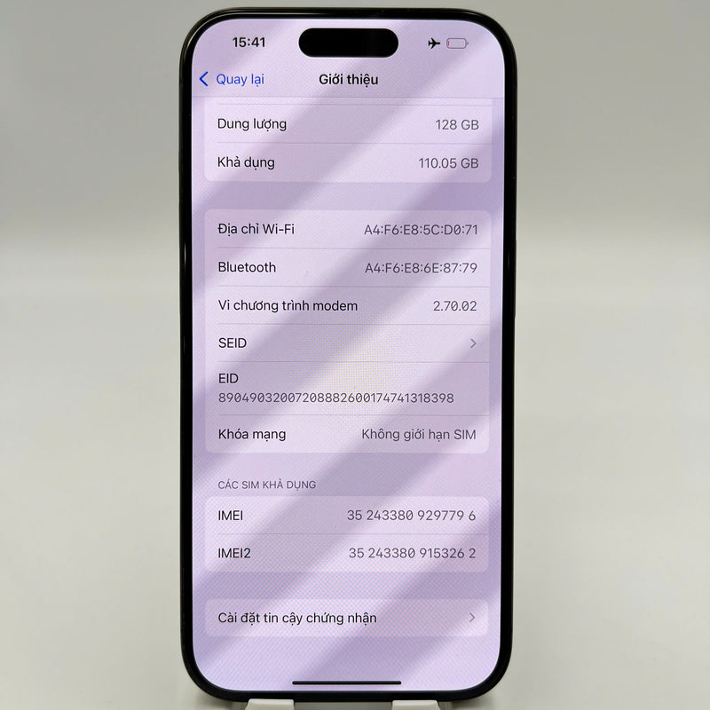 iPhone 15 Pro 128GB အနက်ရောင် 98% ဘက်ထရီ 88% နိုင်ငံတကာ SB (SB မှ ဆင်းမ်ကဒ်မရှိပါ - 0.5x အစက်အပြောက်များ၊ အစွန်းများ၊ ခြစ်ရာများ) - HH7283 