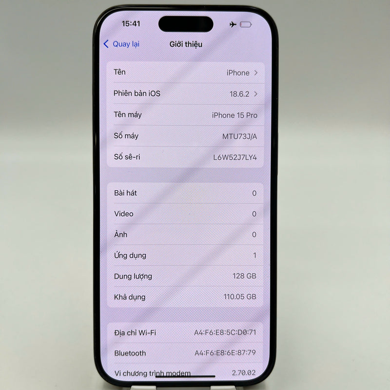 iPhone 15 Pro 128GB အနက်ရောင် 98% ဘက်ထရီ 88% နိုင်ငံတကာ SB (SB မှ ဆင်းမ်ကဒ်မရှိပါ - 0.5x အစက်အပြောက်များ၊ အစွန်းများ၊ ခြစ်ရာများ) - HH7283 