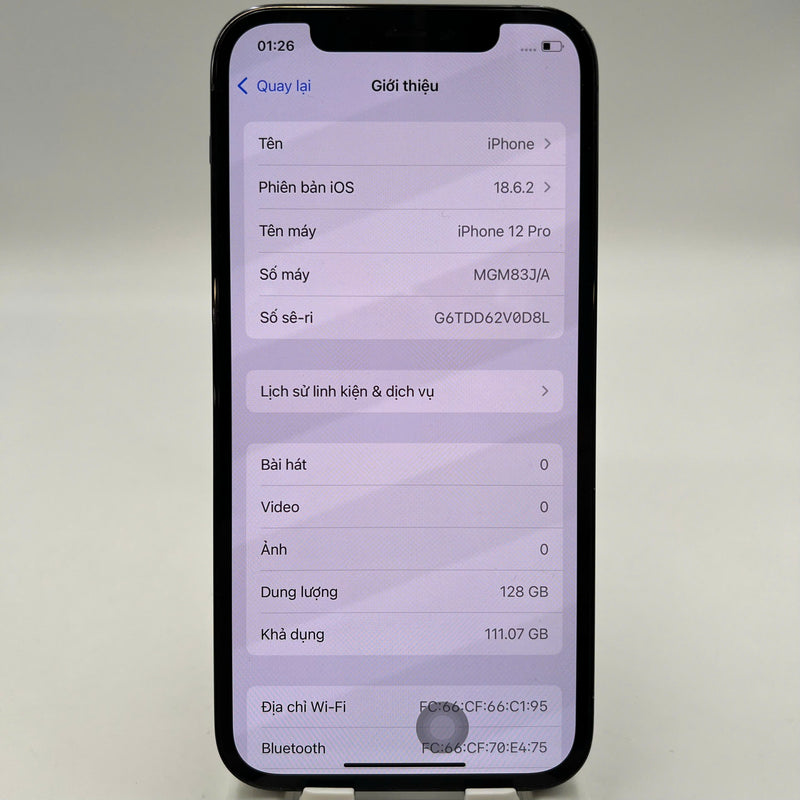 iPhone 12 Pro 128GB အပြာရောင် 98% ဘက်ထရီ 87% စက်ပစ္စည်းသည် ကွန်ရက်အခကြေးငွေအားလုံးကို ပေးဆောင်ထားပြီး Apple International (CHAP ဘက်ထရီကို အစားထိုးခြင်း၊ 2x အစက်အပြောက်များ၊ အစွန်းအထင်းများ) - HH3442 