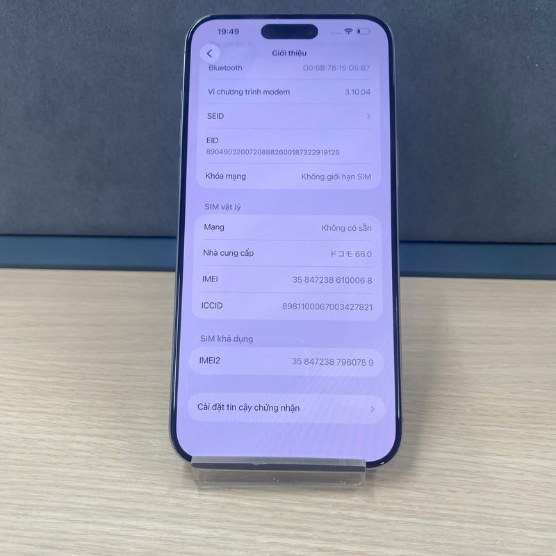 iPhone 15 Pro Max 512GB သဘာဝ 98% ဘက်ထရီ 86% နိုင်ငံတကာ Apple - HH3638 