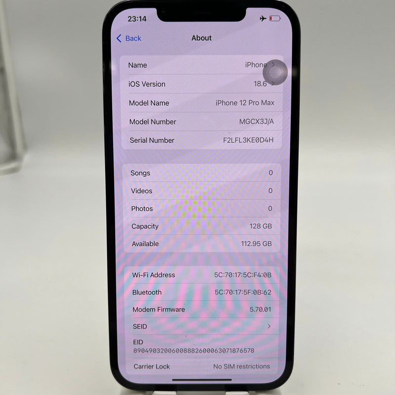 iPhone 12 Pro Max 128GB အပြာရောင် 98% ဘက်ထရီ 86% စက်ပစ္စည်းသည် ကွန်ရက်အခကြေးငွေအားလုံးကို ပေးချေပြီး Apple International (အစွန်းအမှောင်) အဖြစ် အသုံးပြုထားသည် - HH8937 