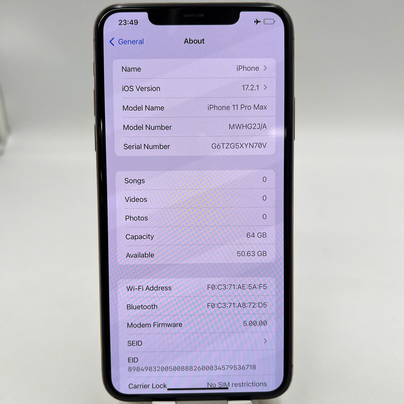 iPhone 11 Pro Max 64GB ရွှေရောင် 98% ဘက်ထရီ 100% စက်ပစ္စည်းသည် ကွန်ရက်အခကြေးငွေအားလုံးကို ပေးဆောင်ပြီး Apple International (Replaced battery, 1x spot) - HH6048 